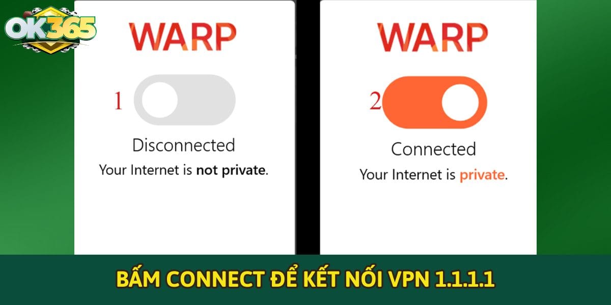 Bấm Connect để kết nối VPN 1.1.1.1