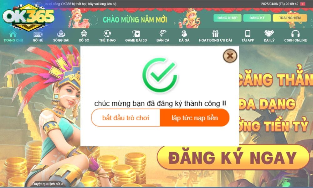 Đăng ký thành công là có cơ hội tham gia VIP
